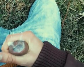 Foreskin cum mess - Teen cumshot outdoor