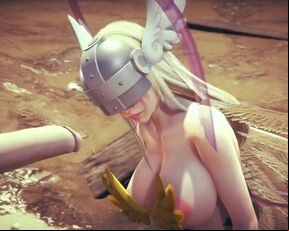 Angewomon Deepthroat Blowjob | Digimon Hentai Parody