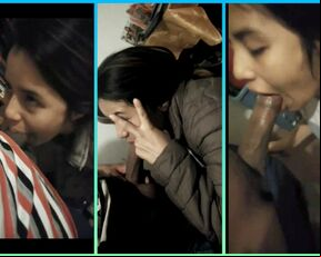 Deepthroat compilation #1 of the most slutty schoolgirl of the moment, swallowing her teacher's huge black cock