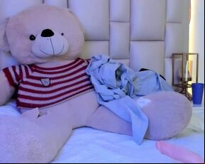 Beautiful college girl with hairy pussy stimulates her pussy and shows off on webcam show