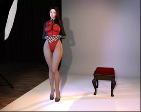 3D Sexy Japanese Race Girl Model with Fishnets and Heels